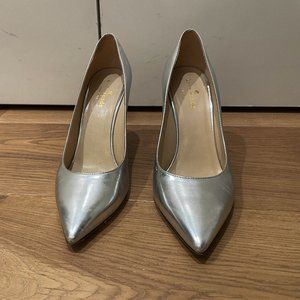 Kate Spade Silver Metallic pumps with block heel